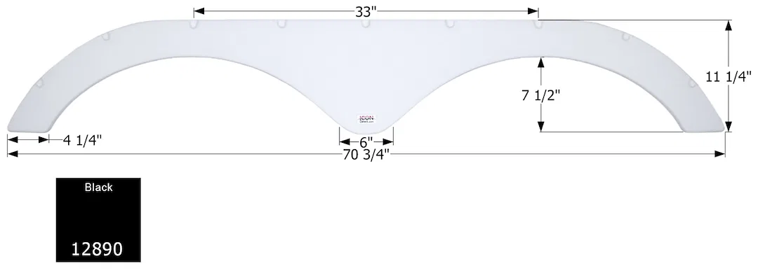 12890 – ICON Fender Skirt, Vehicle Fitment: Various Heartland Cyclone Models 70-3/4 Inch Length x 11-1/4 Inch Height ...